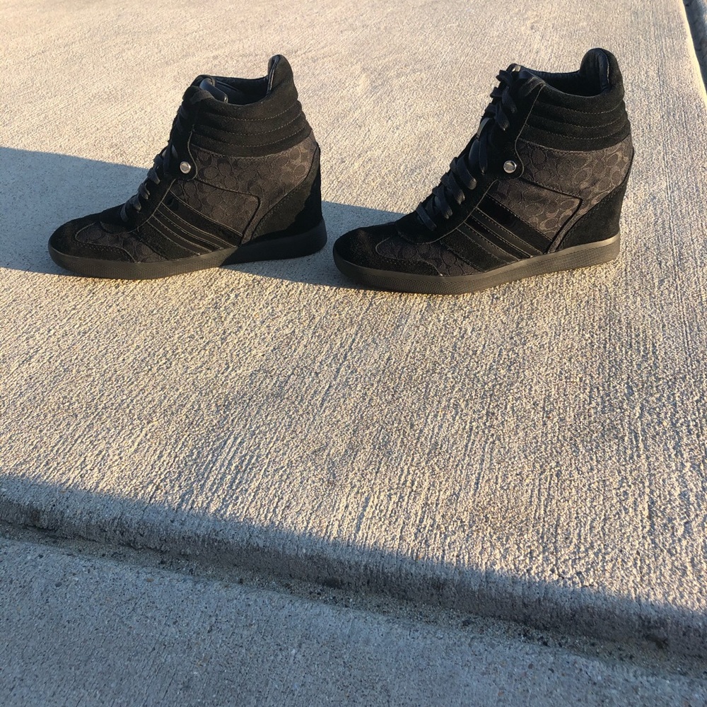 Coach Wedge Sneaker (Black Suede)